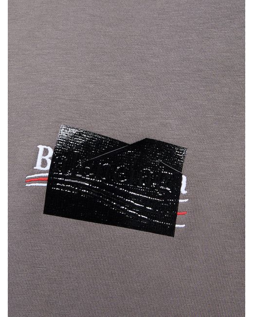 Balenciaga Gray Gaffer Oversized Logo-embroidered Appliquéd Cotton-jersey T-shirt for men