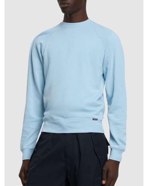 Tom Ford Blue Mélange Vintage Cotton Blend Sweatshirt for men