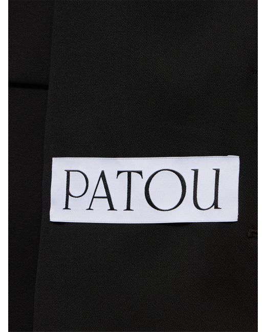 Patou Black Logo Oversize Wool Blend Serge Jacket
