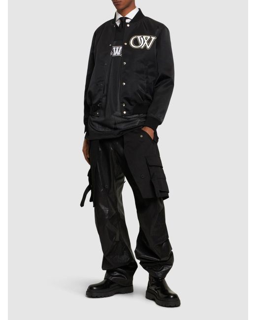Off-White c/o Virgil Abloh Black Nylon Varsity Bomber Jacket for men