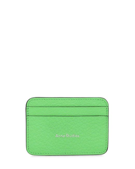Acne Green Aroundy Leather Card Holder for men