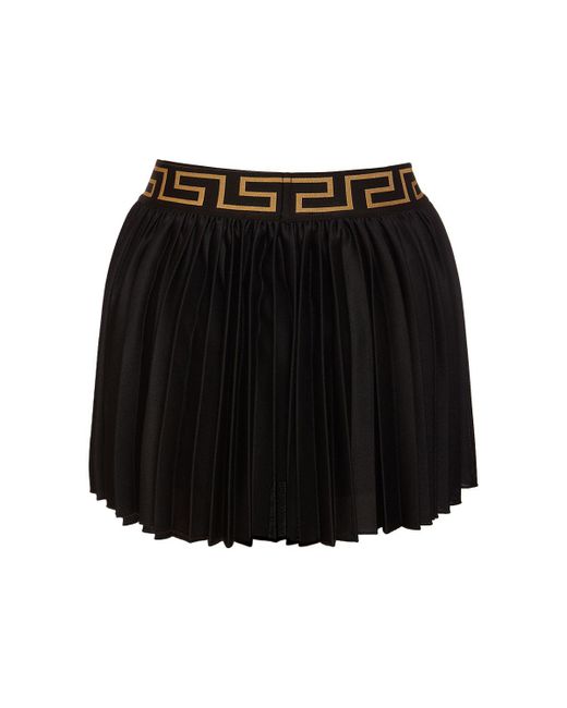Versace Black Greca Border Pleated Gym Skirt