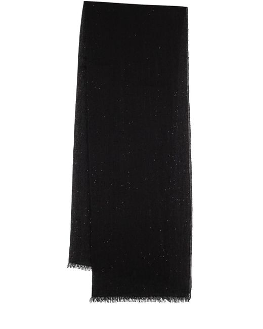 Brunello Cucinelli Black Sequin Embellished Cashmere Scarf