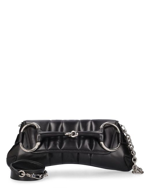 Gucci Black Medium Horsebit Chain Leather Bag