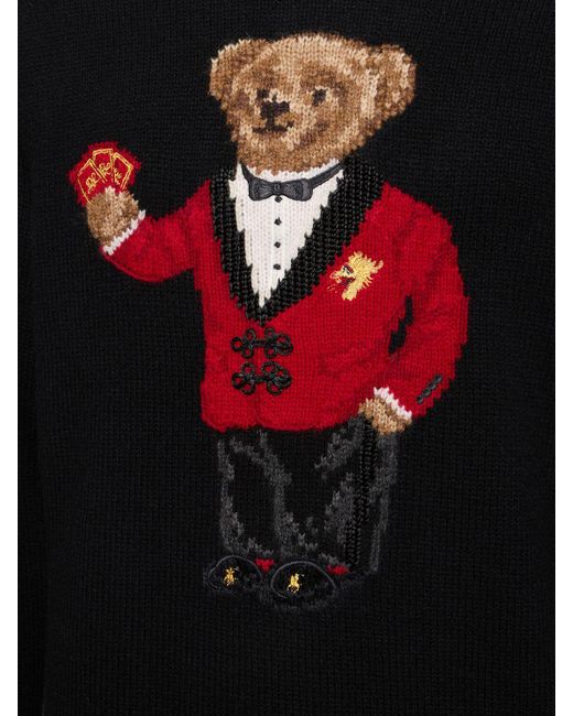 Polo Ralph Lauren Black Wool Sweater W/ Bear for men