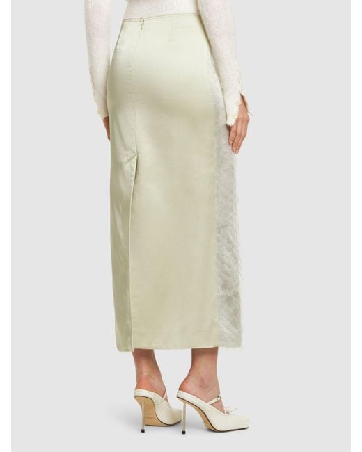 16Arlington White Delta Sequined Mid Rise Long Skirt