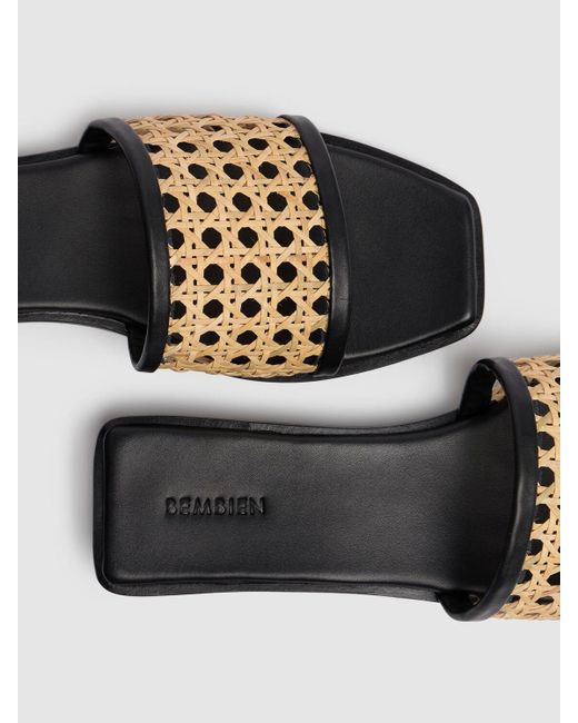 Bembien White 10Mm Pia Leather & Rattan Slides