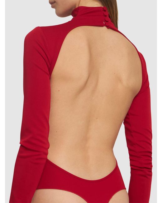 ANDAMANE Red Parker Stretch Jersey Bodysuit