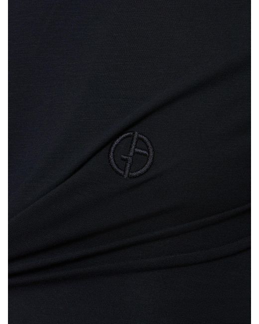 Giorgio Armani Bedrucktes T-shirt Aus Viskosejersey in Black für Herren