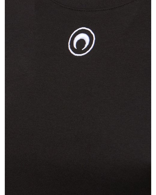 MARINE SERRE Black T-Shirt mit Sichelmond-Logo