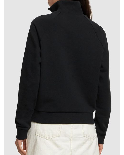 Sweat-shirt à demi-zippé en coton éponge Tory Sport en coloris Black