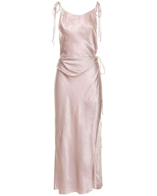 Acne Pink Langes Kleid Mit Satin