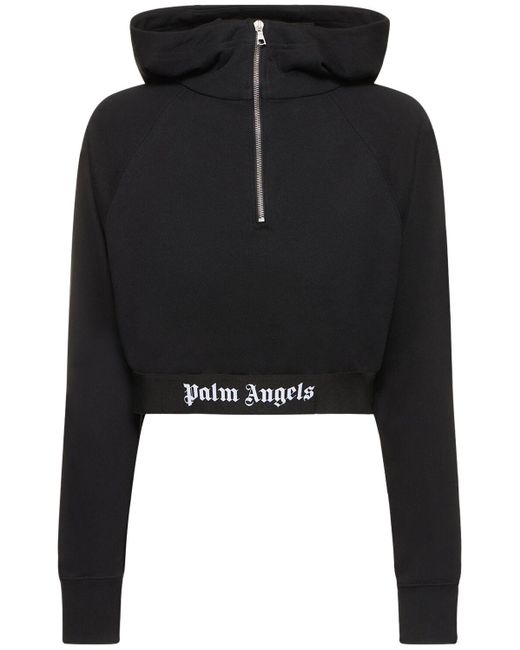 Palm Angels Black Hoodie Aus Baumwolle Mit Logodruck
