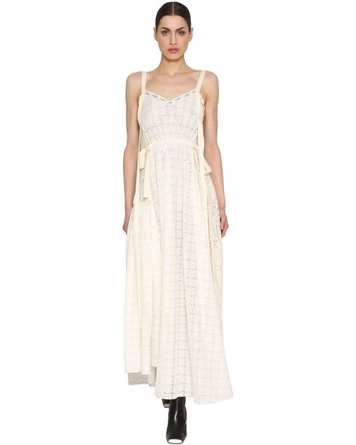 Loewe Lace Logo Asymmetric Dress in White | Lyst