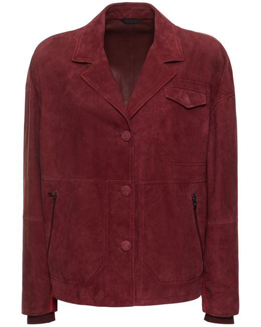 Ferrari Red Single Breasted Suede Jacket