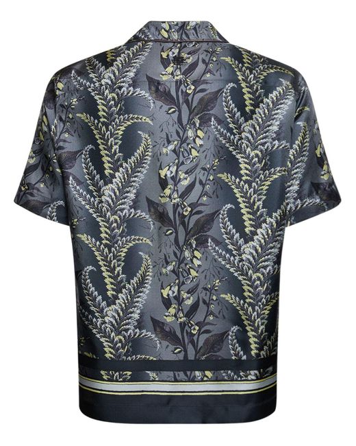 Etro Black Printed Silk Bowling Shirt for men