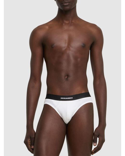 Hombre Pack De 2 Calzoncillos De Algodón Stretch DSquared² de hombre de color White