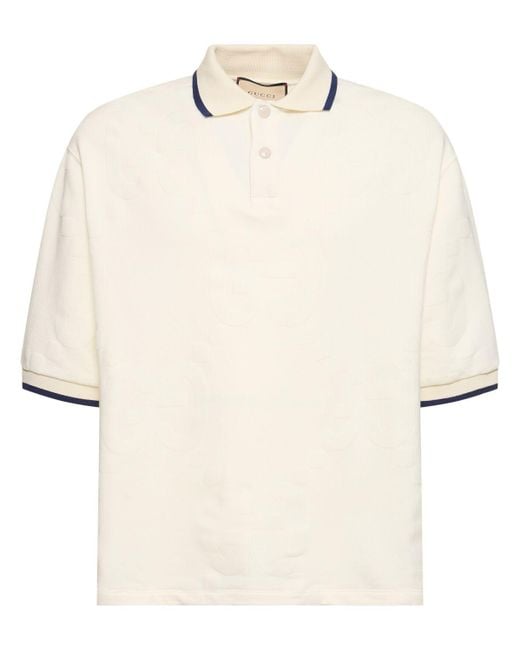 Gucci Natural Light Felted Cotton Jersey Polo Shirt for men