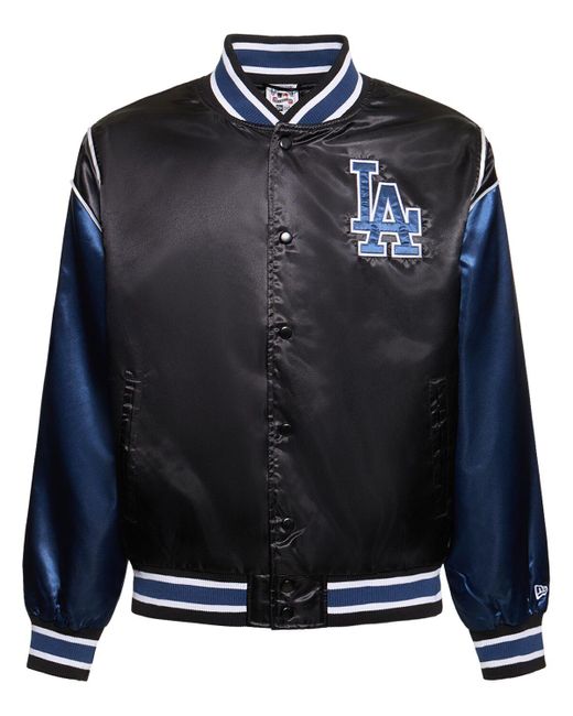 KTZ Blue Mlb La Dodgers Satin Varsity Jacket for men