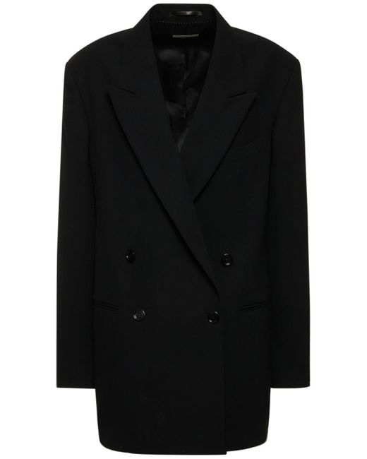 Giacca doppiopetto oversize in crepe di Dries Van Noten in Black