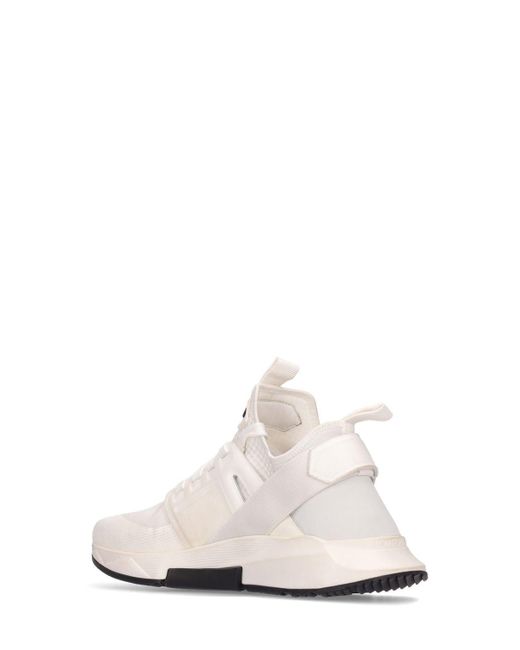 Tom Ford Alcantara Tech & Leather Low Sneakers in White for Men | Lyst