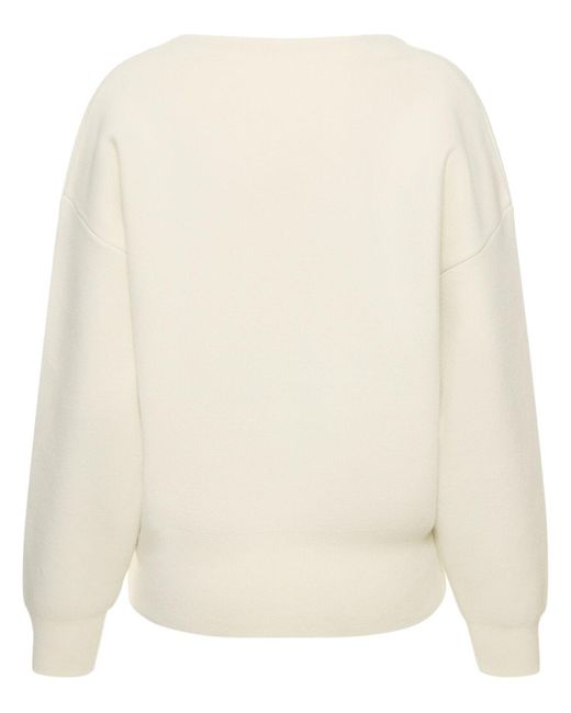 Suéter de cashmere con cuello en v Extreme Cashmere de color Natural