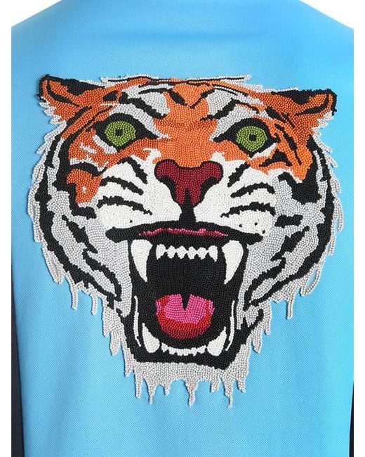 Sweat-shirt à zip en jersey avec patch tigre Gucci pour homme en coloris  Bleu | Lyst