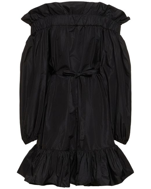 Patou Black Faille Volume Mini Dress W/bow