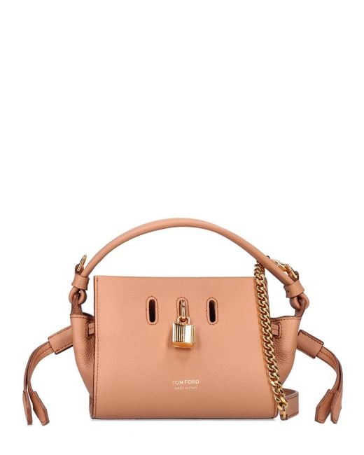Tom Ford Mini Padlock Leather Top Handle Bag in Parfait (Brown) Lyst