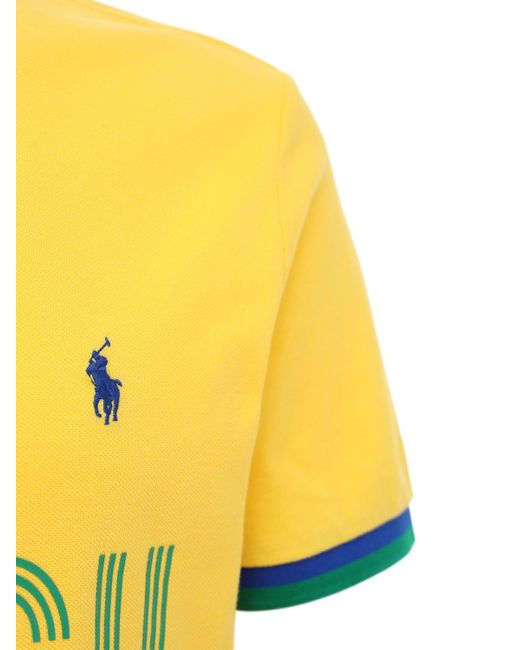 Polo Ralph Lauren Brasil Custom Fit Cotton Piqué Polo in Yellow