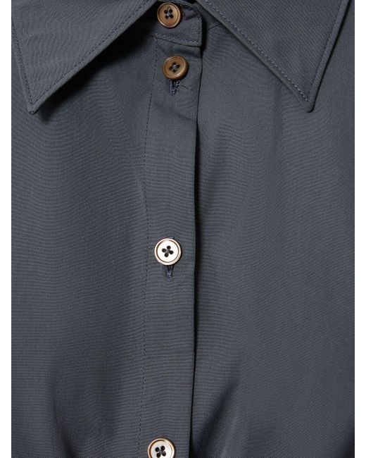 Lemaire Blue Straight Collar Cotton & Silk Shirt