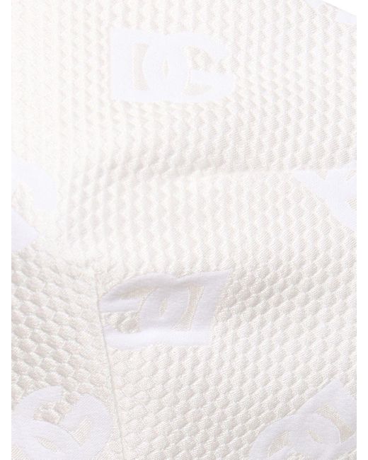 Dolce & Gabbana White Dg Monogram Jacquard Crop Top