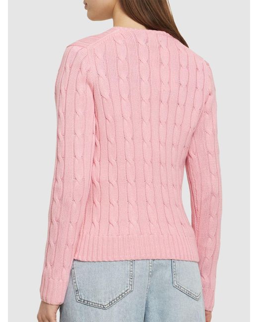 Polo Ralph Lauren Pink Kimberly Braided Knit Sweater