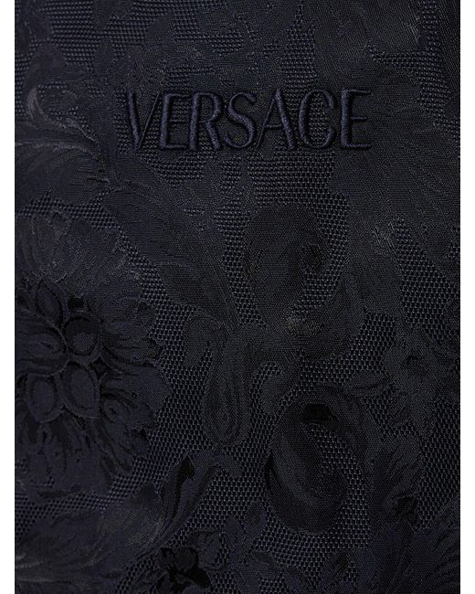Versace Blue Barocco Jacquard Tech Bomber Jacket for men
