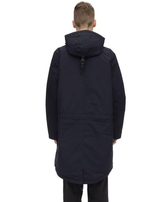Napapijri Synthetic Long Rainforest Laminated Nylon Jacket In Navy Blue For Men Lyst