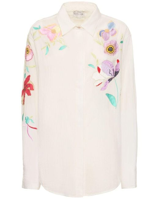 Forte Forte Natural Heaven Embroidered Cotton Voile Shirt