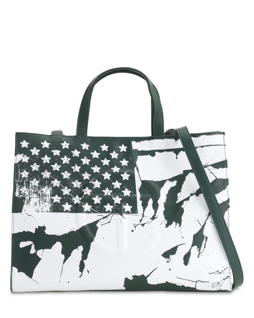 Telfar Green Medium Flag Print Shopper Tote Bag for men
