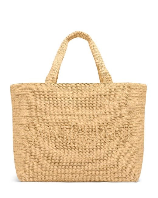 Saint Laurent Natural Raffia Blend Tote Bag