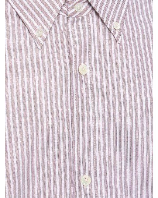 Hed Mayner Purple Pinstriped Heavy Cotton Shirt for men