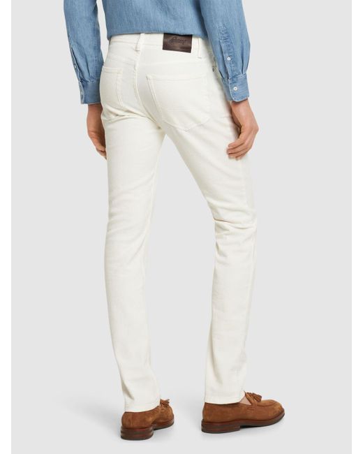Jeans meribel in denim di cotone stretch di Brioni in White da Uomo