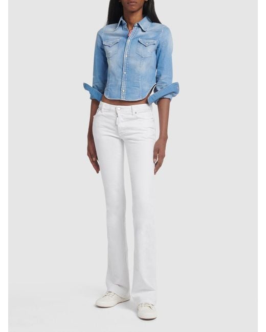 DSquared² White Denim Mid-Rise Flared Jeans