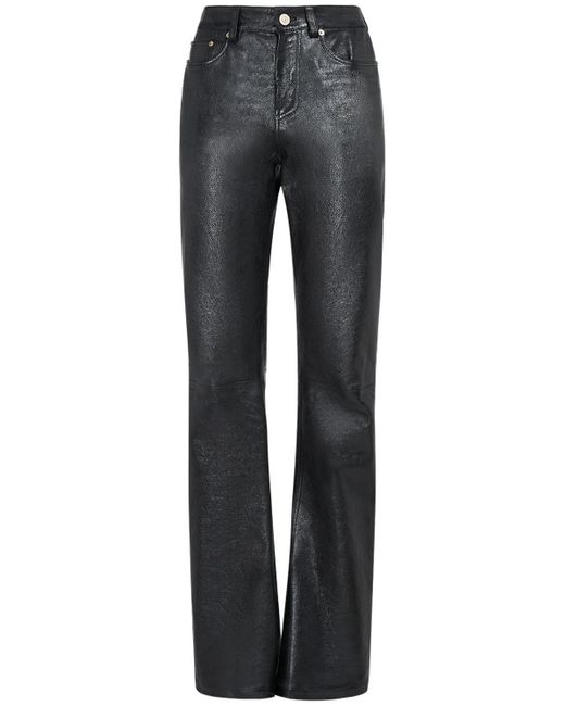 Pantalon bootcut en cuir semi brillant Balenciaga en coloris Gris Lyst