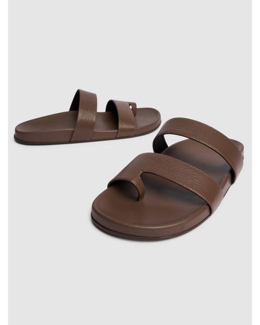 【THE ROW】ザ・ロウ Hugh レザーサンダル ブラウン Hugh Sandal Brown in Leather – The Row