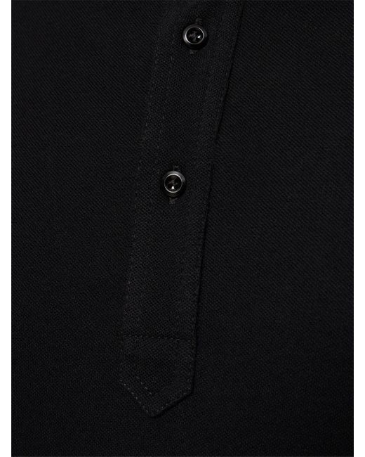 Polo in cotone piqué di Brunello Cucinelli in Black da Uomo