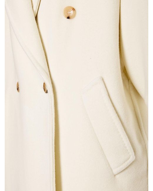 Max Mara Natural Zaffo Cashmere Double Breasted Long Coat