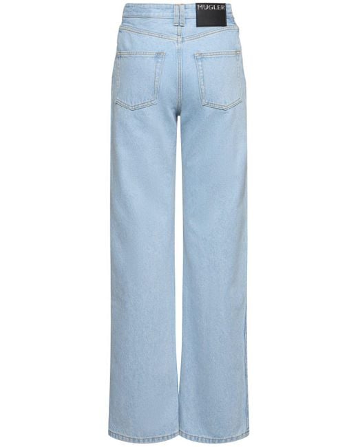 Mujer Jeans Rectos Con Cordones Mugler de color Blue