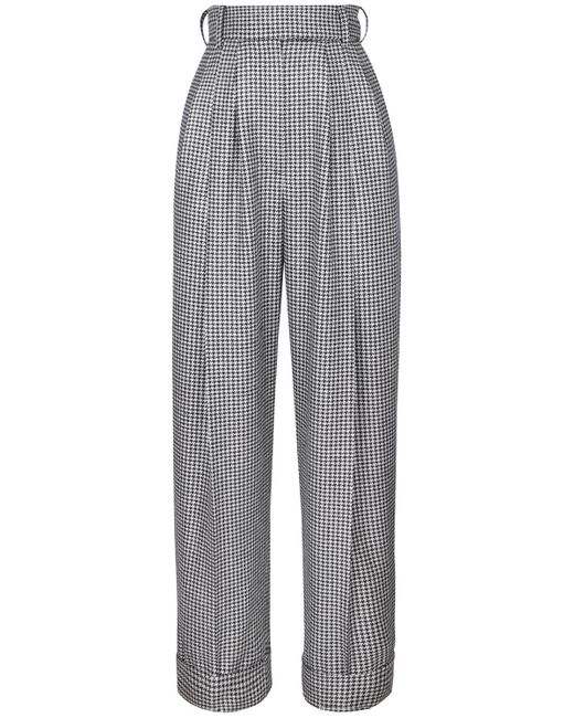 Alexandre Vauthier Gray Pleated Houndstooth Pants