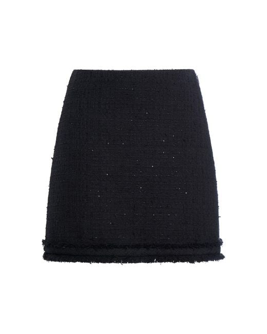 Versace Black Shiny Cotton Blend Tweed Mini Skirt