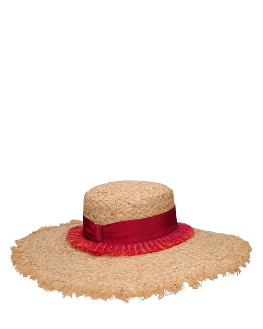 Borsalino Pink Mia Fringed Raffia Straw Hat
