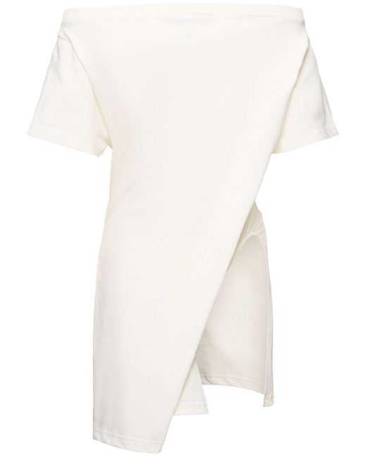 Courreges White Boatneck Cotton Mini Dress